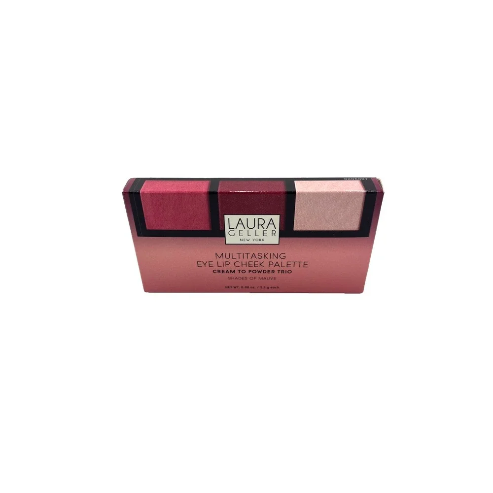 Laura Geller Multitasking Eye Lip Cheek Palette Cream to Powder Trio Mauve .08oz